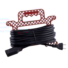 Extensão 1 Tomada 2P Preta 15m com Cabide Bivolt Force Line Extensão 1 Tomada 2P Preta 15m com Cabide Bivolt Force Line