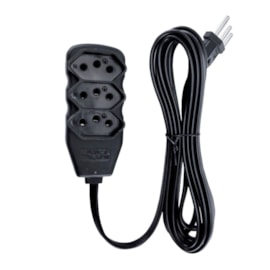 Extensão 3 Tomadas 3 metros Preto Bivolt Force Line Extensão 3 Tomadas 3 metros Preto Bivolt Force Line