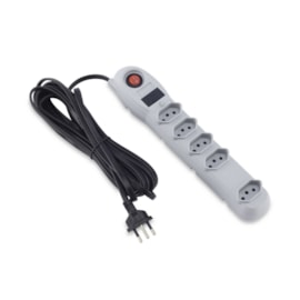 Extensão 6m 5 Tomadas Cinza Bivolt Force line Extensão 6m 5 Tomadas Cinza Bivolt Force line