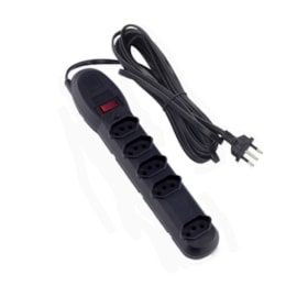 Extensão 6m 5 Tomadas Preto Bivolt Force line Extensão 6m 5 Tomadas Preto Bivolt Force line