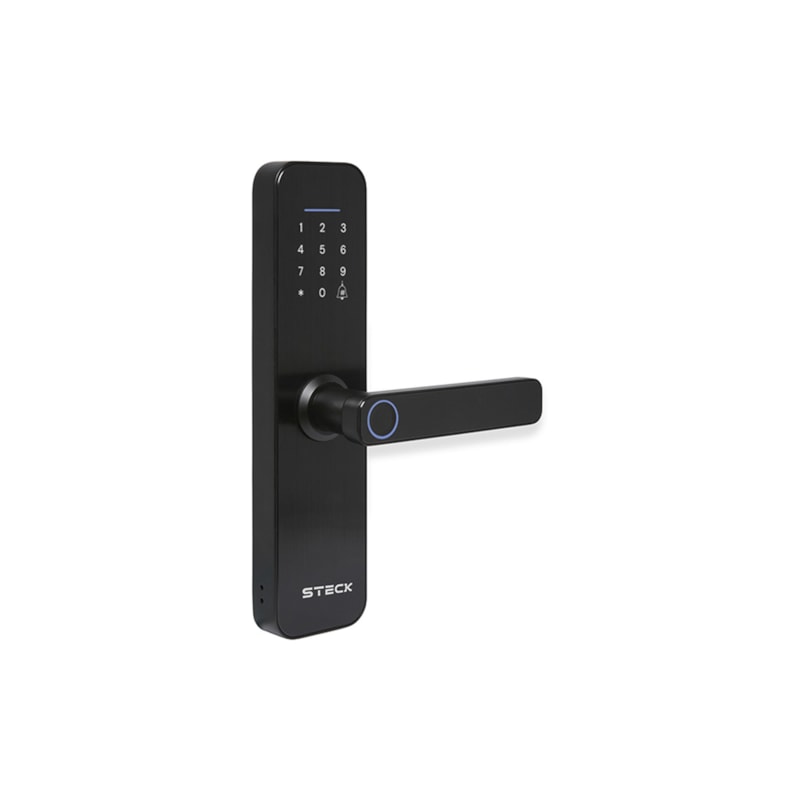 Fechadura Inteligente Wi-Fi Com Biometria Preta Smarteck Steck