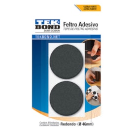 Feltro Adesivo Redondo Preto 46mm Com 4 Unidades Tek Bond