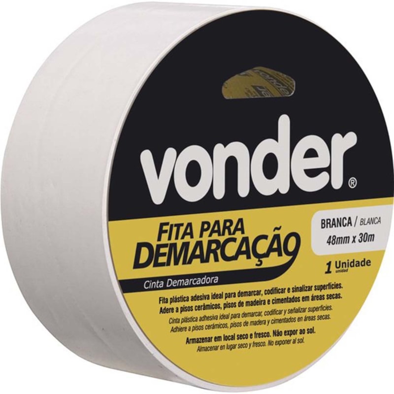 Fita De Demarcação De Solo 48Mm X 30M Branca Vonder