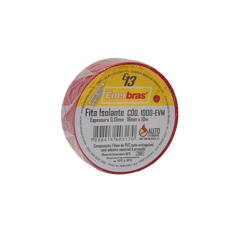 Fita Isolante 10M Vermelha Enerbras