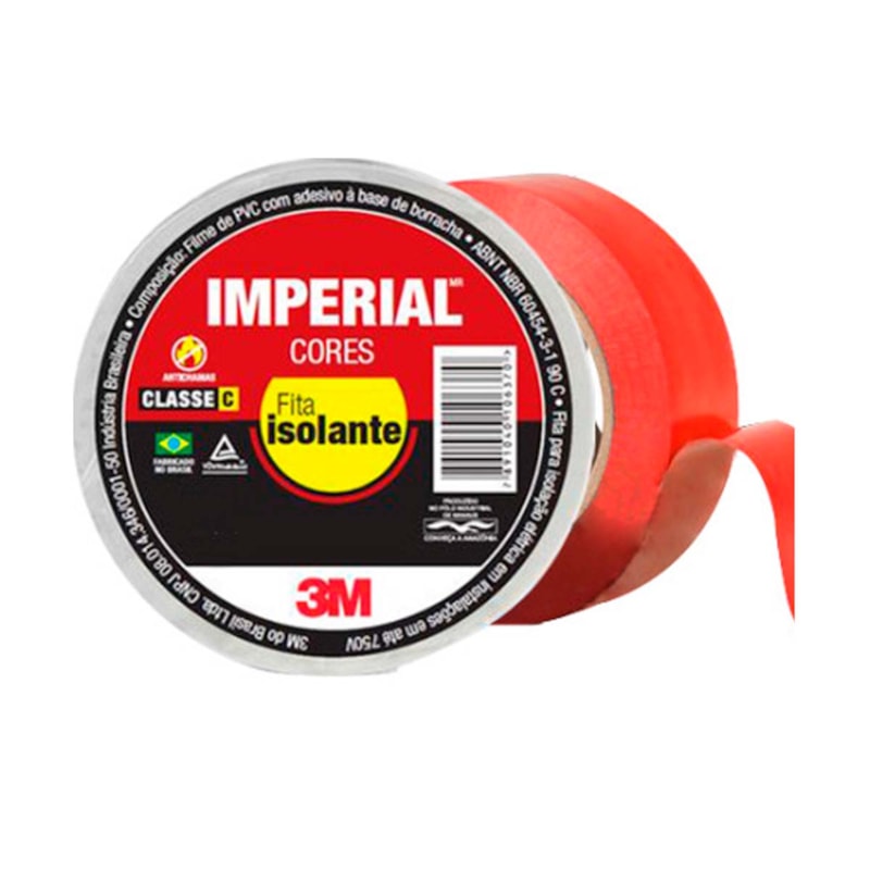 Fita Isolante 10m Vermelha Imperial 18mm 3M