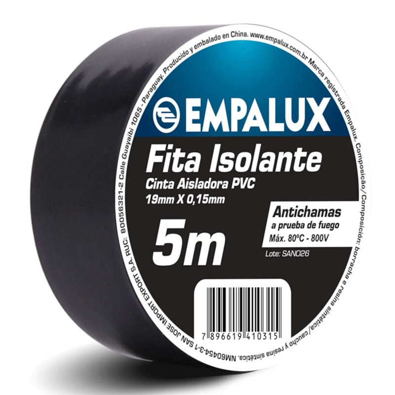 Fita Isolante 5M Preto Empalux