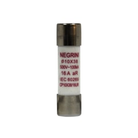 Fusível Cartucho 10x38 16A 500V Ultra Rápido AR Negrini Fusível Cartucho 10x38 16A 500V Ultra Rápido AR Negrini
