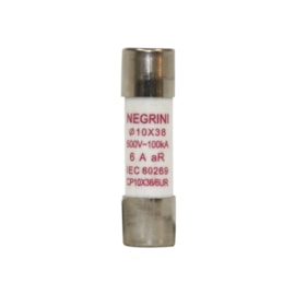 Fusível Cartucho 10x38 6A 500V Ultra Rápido AR Negrini Fusível Cartucho 10x38 6A 500V Ultra Rápido AR Negrini