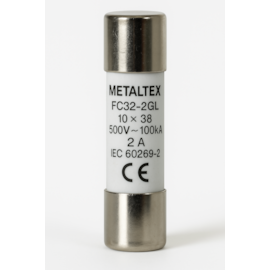 Fusível Cartucho 10X38mm 2A 500V 100kA Metaltex