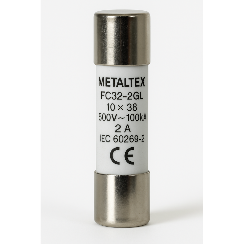 Fusível Cartucho 10X38mm 2A 500V 100kA Metaltex