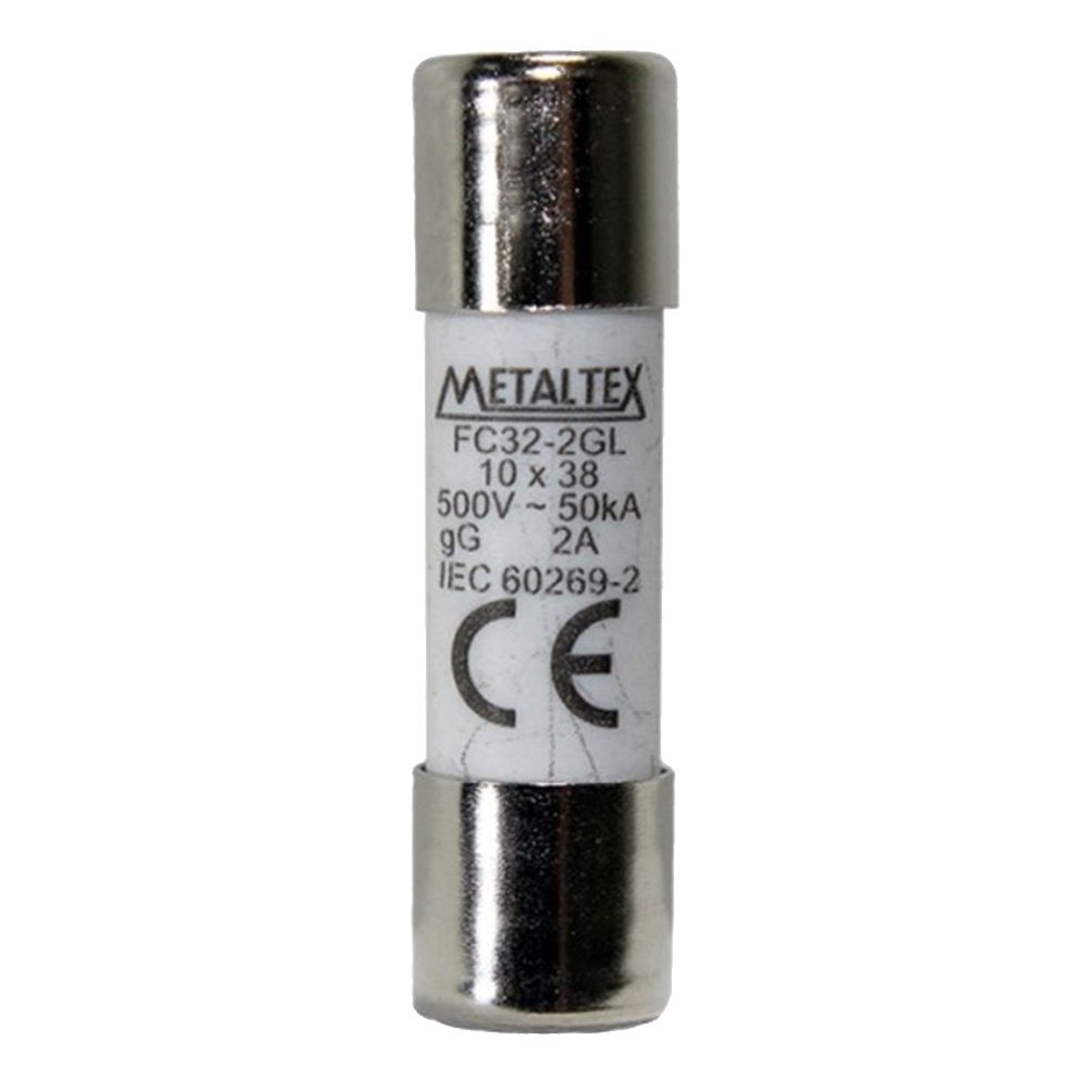 Fusível Cartucho 10X38mm 2A 500V Metaltex