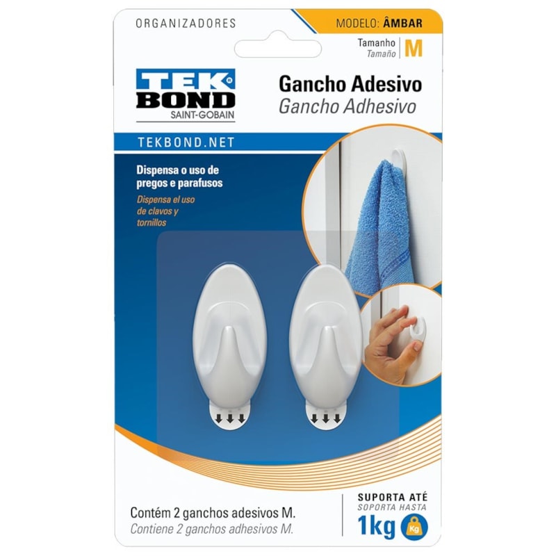 Gancho Adesivo Âmbar 1Kg Com 2 Unidades Tek Bond
