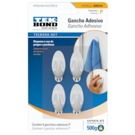 Gancho Adesivo Âmbar 500G Com 4 Unidades Tek Bond