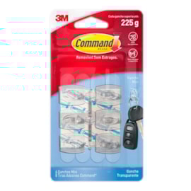 Gancho Adesivo Plástico Transparente P 225G Com 6 Unidades 3m