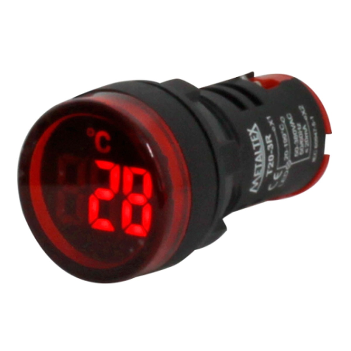 Indicador Temperatura Digital Vermelho 3 Digital 22Mm 50-380Vca