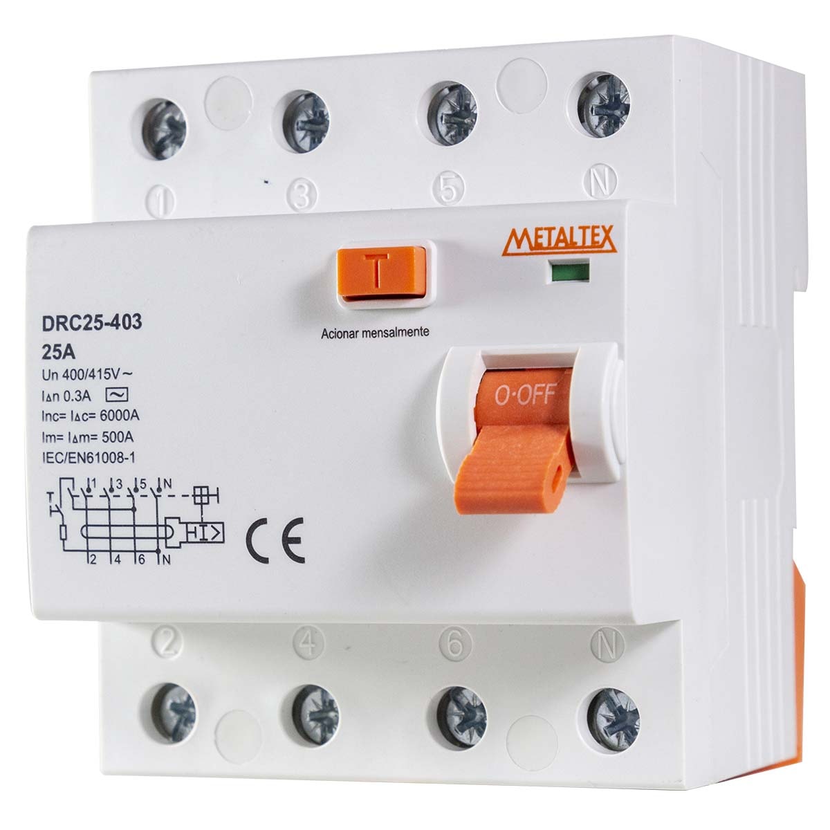 Interruptor Diferencial Residual 4 P 63A 30MA 10KA Metaltex