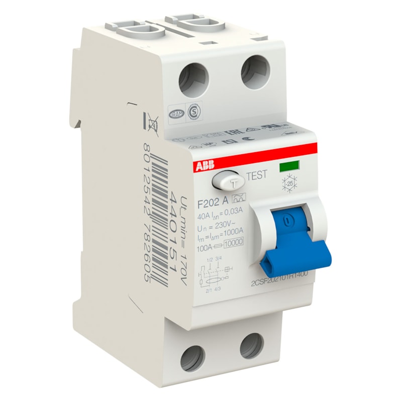 Interruptor Diferencial Residual Classe A 2 Polos 40A 30ma 10KA  ABB