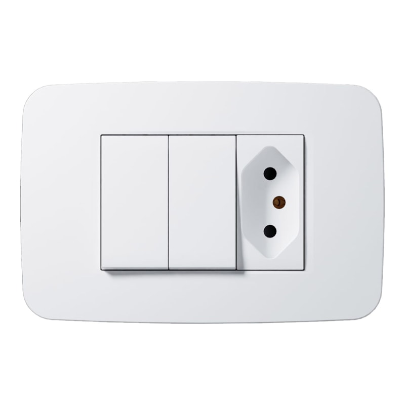 Interruptor Origen 2 Teclas Simples e Tomada 20A 250v Branco N0536.42 ABB