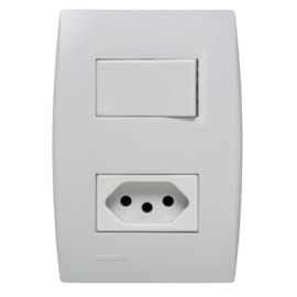Interruptor Simples 10A 4X2 1 Tecla e Tomada Branco Ilus Iriel Interruptor Simples 10A 4X2 1 Tecla e Tomada Branco Ilus Iriel