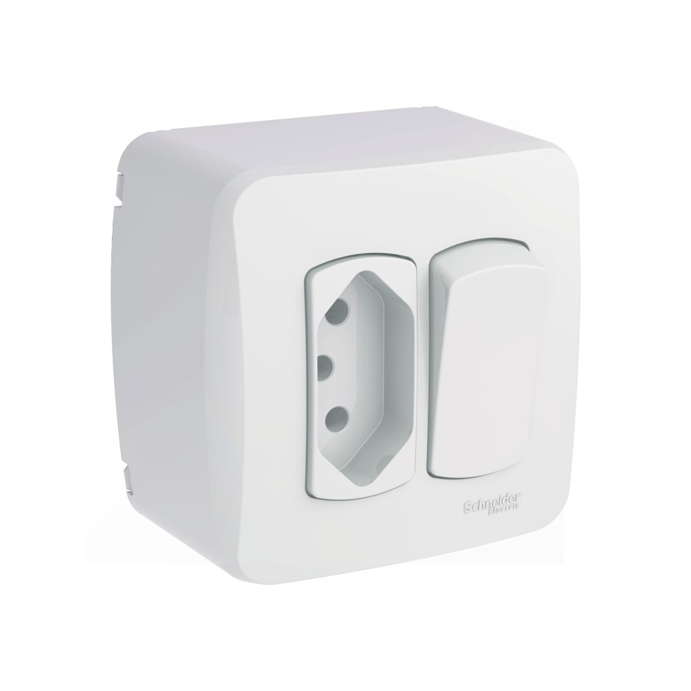Interruptor Simples de Sobrepor 10A Branco Dexson Miluz Schneider