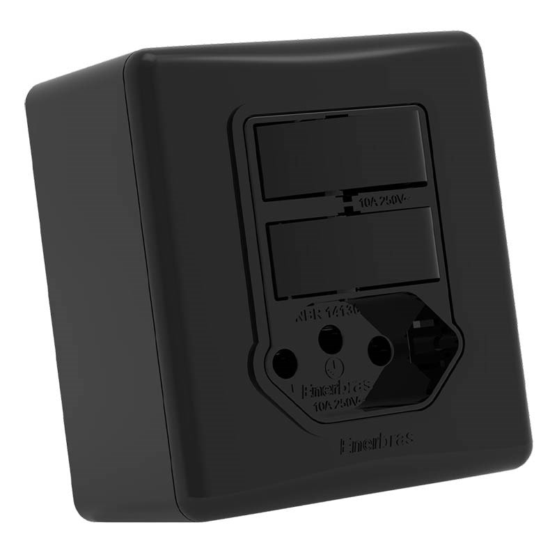 Tomada Sistema X 20a Preto Enerbras