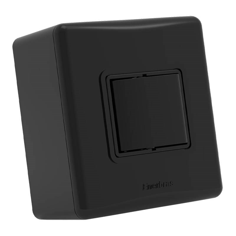Interruptor Sx Linha-E 1 Tecla Bipolar Simples Preta Com Caixa Enerbras