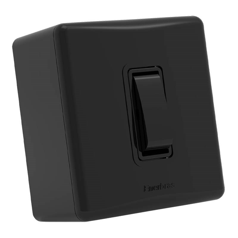 Interruptor Sx Linha-E 1 Tecla Paralela Preta Com Caixa Enerbras