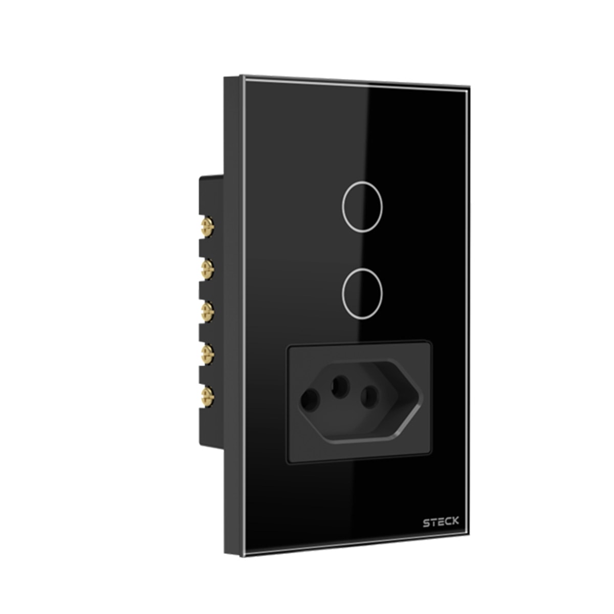 Interruptor Touch 2 Teclas E Tomada 20A 4X2 Preto Steck