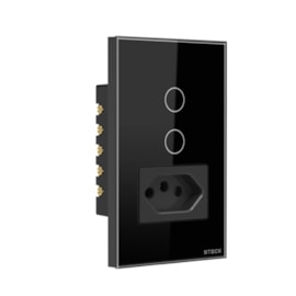 Interruptor Touch 2 Teclas E Tomada 20A 4X2 Preto Steck