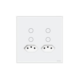 Interruptor Touch 4 Teclas E 2 Tomadas 20A 4X4 Branco Steck