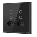 Interruptor Touch 4 Teclas E 2 Tomadas 20A 4X4 Preto Steck