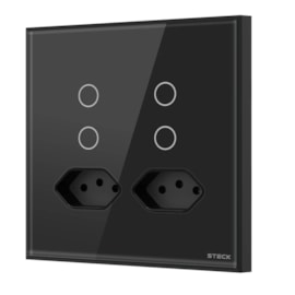Interruptor Touch 4 Teclas E 2 Tomadas 20A 4X4 Preto Steck