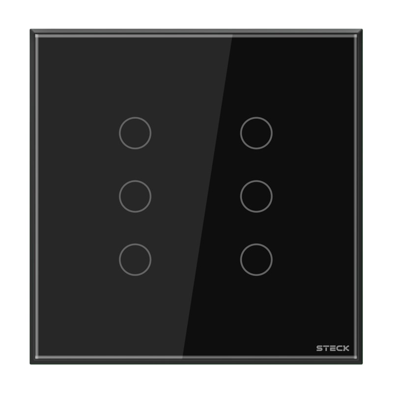 Interruptor Touch 6 Teclas Preto Smart Steck