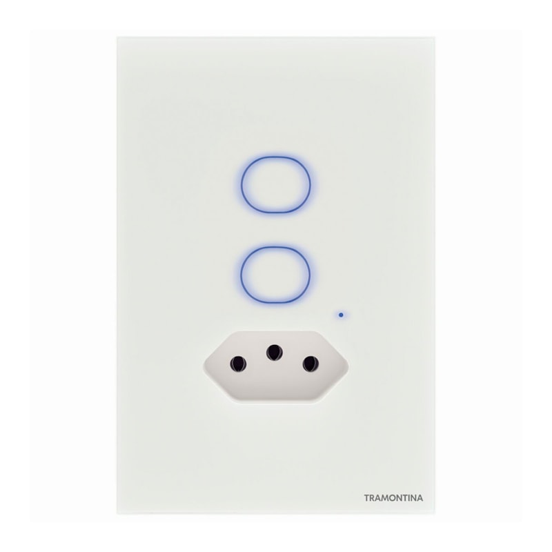 Interruptor Touch Smart 2 Teclas E Tomada Branco 10A 250V Tramontina