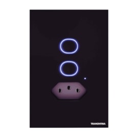 Interruptor Touch Smart 2 Teclas E Tomada Preto 10A 250V Tramontina