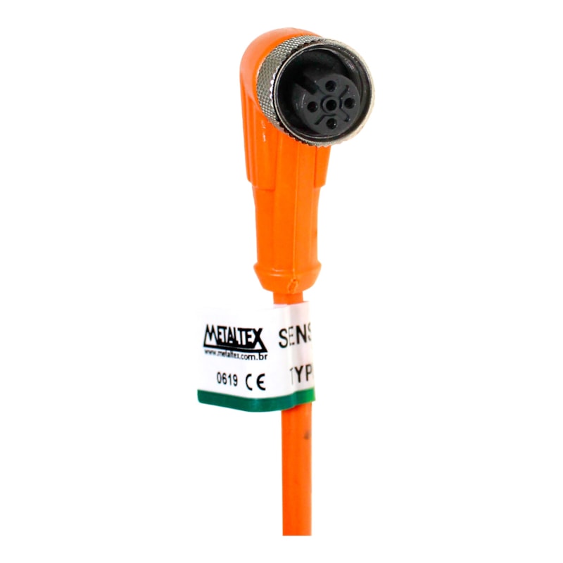 K12-A-2m Conector Axial M12 Cabo Com 2M Metaltex