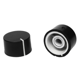 Knob 19,5X15Mm Preto Com Seta Branca Fixação Parafuso Arsolcomp