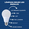 Lâmpada Bulbo LED 12W Luz Branco Quente Bivolt E27 Empalux