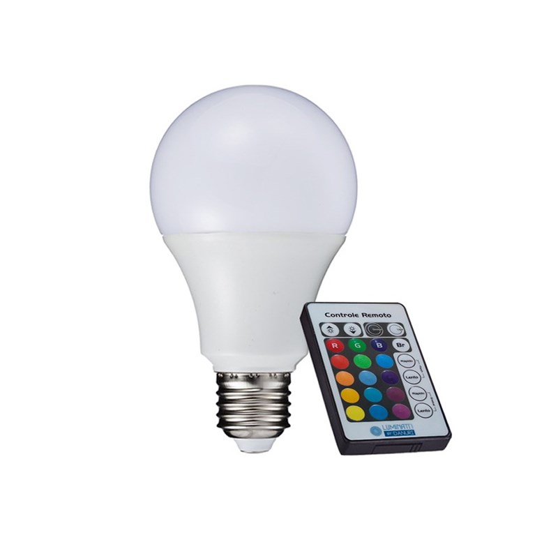 Lâmpada Bulbo LED 3,5W RGB com Controle Bivolt Luminatti
