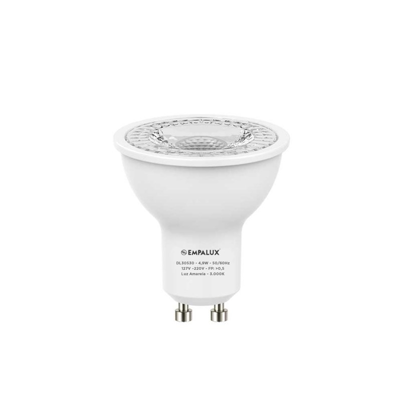 Lâmpada Dicróica LED 4,9W Luz Branco Quente Bivolt GU10 Empalux
