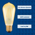 Lâmpada Filamento Pera LED 4,5W Luz Branco Quente Bivolt E27 Ledvance