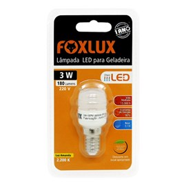 Lâmpada Geladeira LED 3W Luz Branca Quente 220V E14 Foxlux