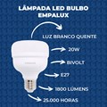 Lâmpada LED Bulbo 20W Luz Branco Quente Empalux