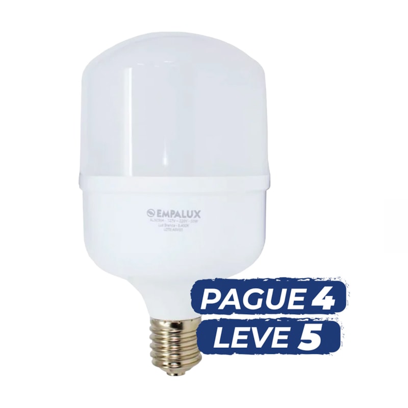 Lampada Led Bulbo 50w 6500k Branco Frio 5000 Lumens E40 Bivolt Kit Com 5 Unidades Empalux