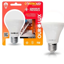 Lampada LED Bulbo 9W 2700K Sensor De Presenca ControLED Ourolux