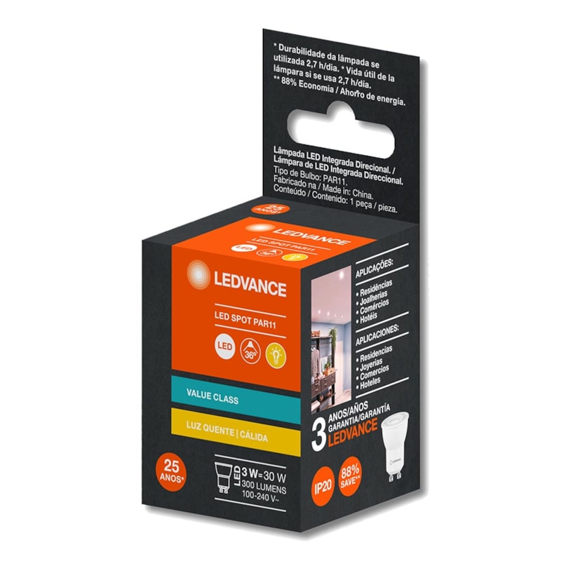 Lampada Led Mini Dicroica 3,0W 3000K 300Lm 36° Bivolt Ledvance