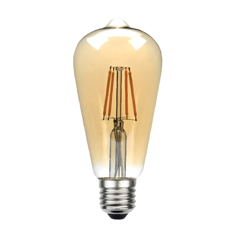Lampada LED Pera Filamento 4,0w 2400k Branco Quente 400 Lumens Ambar ST64 Bivolt PF-424A Eletrorastro