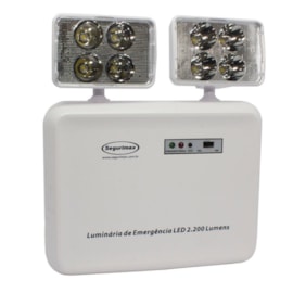 Luminária de Emergência LED 2200 Lumens e 2 Faróis Segurimax Luminária de Emergência LED 2200 Lumens e 2 Faróis Segurimax
