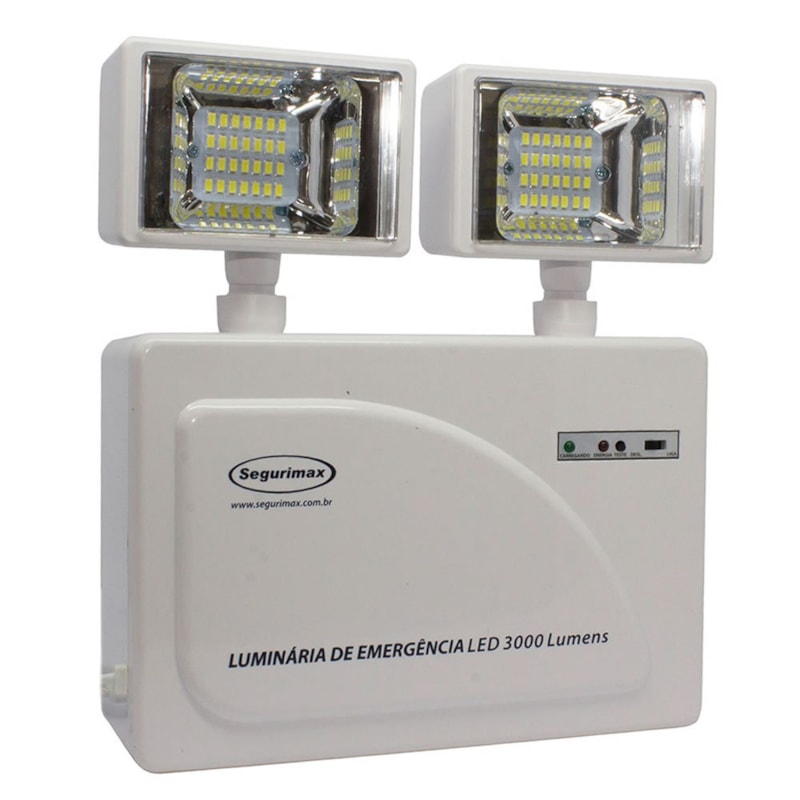 Luminária de Emergência LED 3000 Lumens e 2 Faróis Segurimax Eletrorastro
