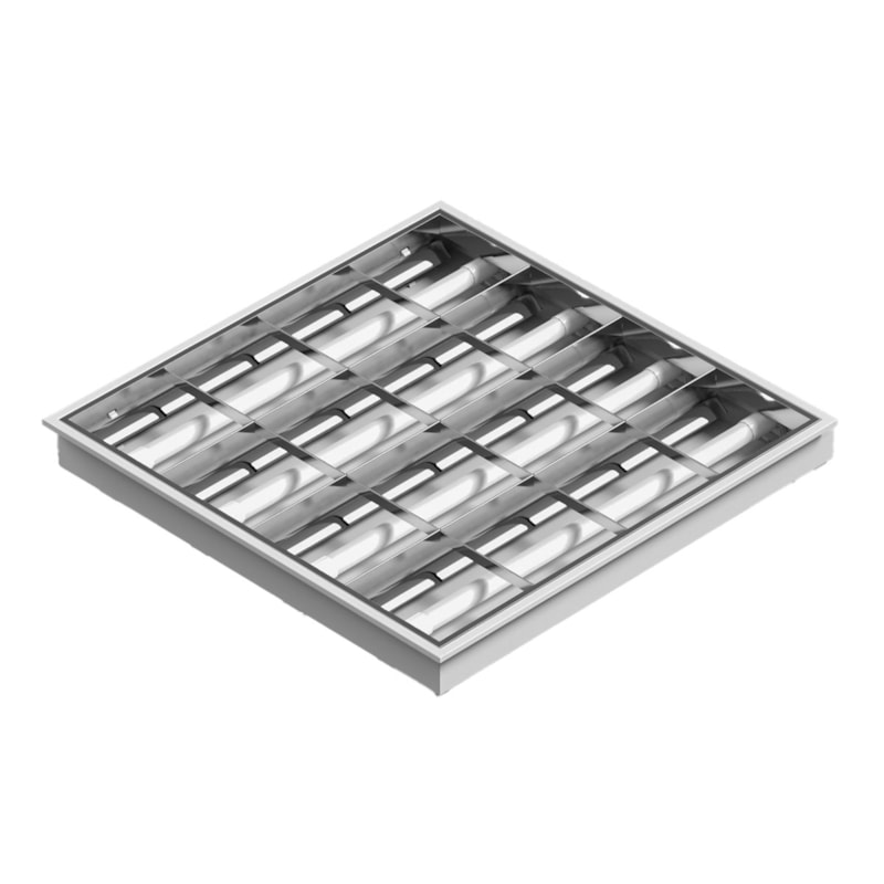 Luminaria Embutir Alto Rendimento Quadrada Com Aleta 60cm para 4 Lampadas T8 ou T5 Lumepetro